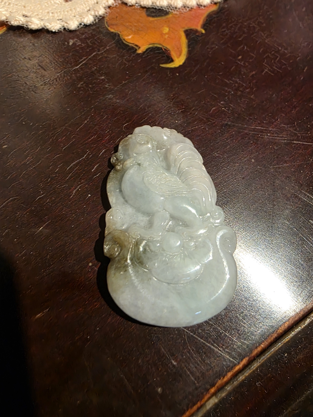 Natural Burmese Type A Jadeite Jade Carved Rooster Pendant - Picture 1 of 5
